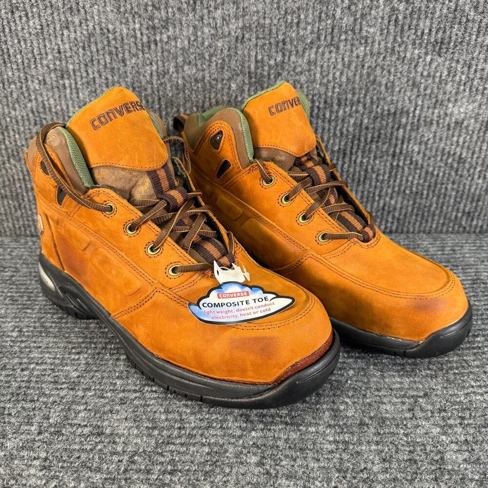 Converse Work Boots Men 11 Brown Leather Composite Toe Safety Hiking ASTM